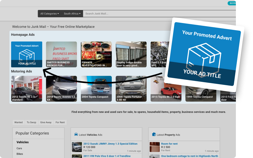 Promote your ads on the Junk Mail home page